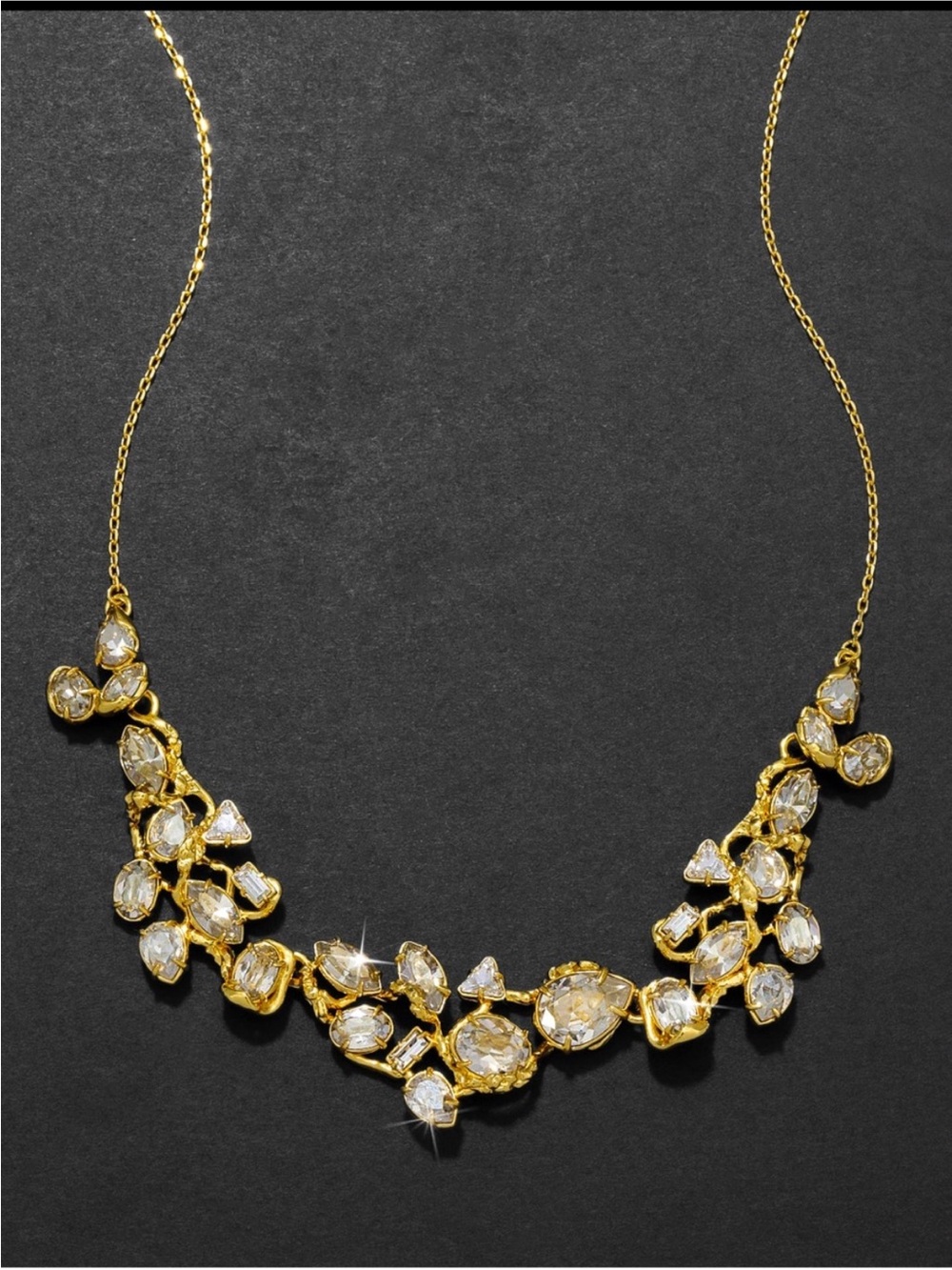 Alexis Bittar Éclat Crystal Cluster Gold Bib Necklace